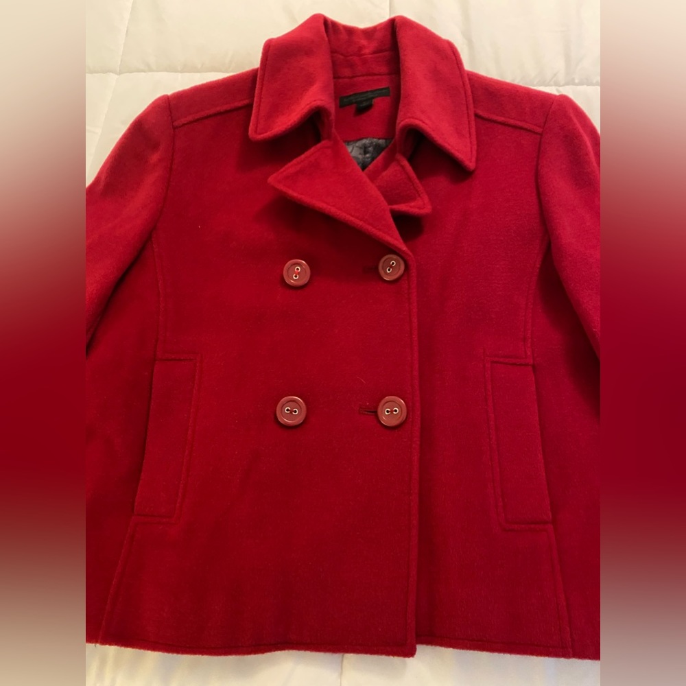 Express Red pea coat size large